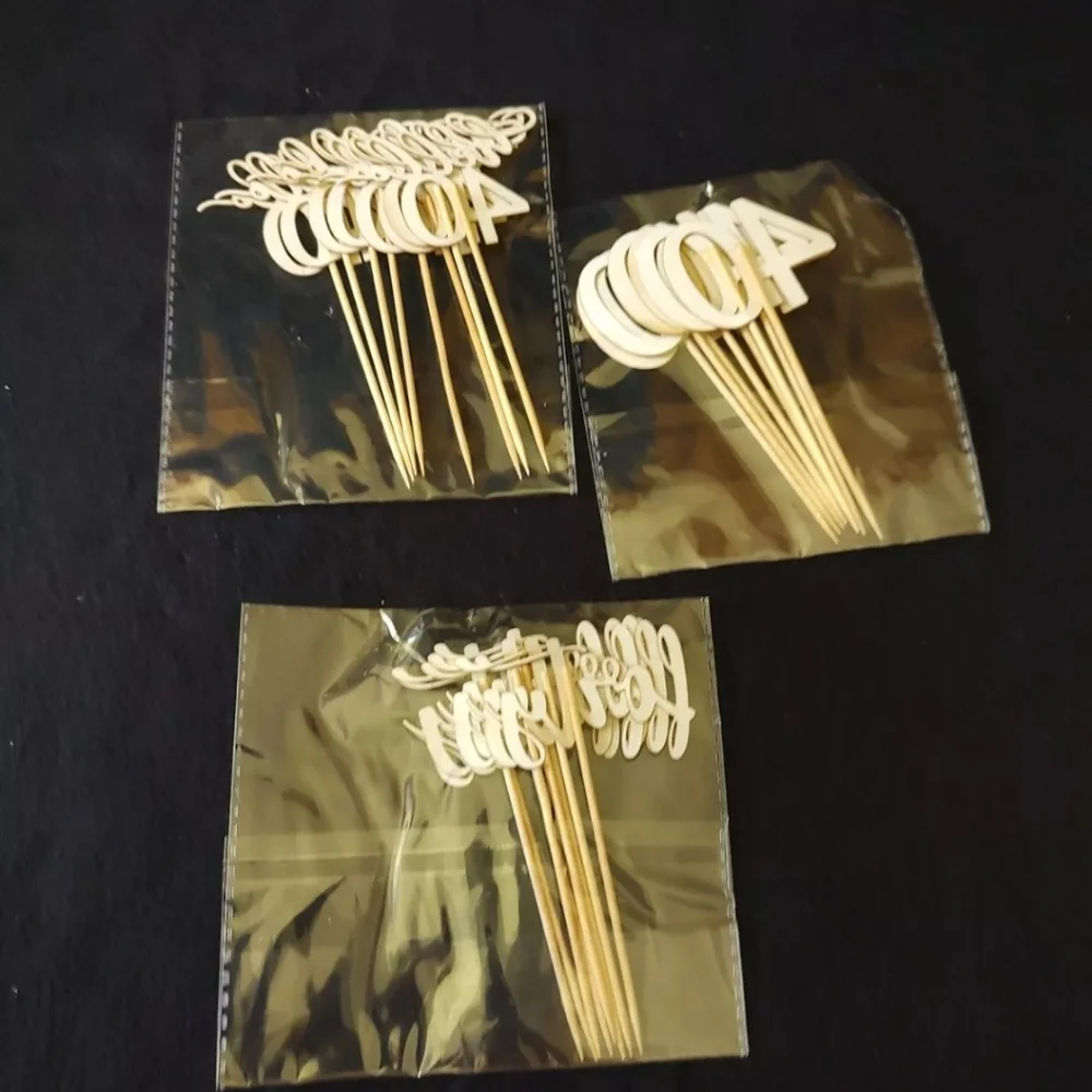 Happy Birthday, 40th Theme, Gold Glitter, 3 Designs, 24 Pack, Cupcake Toppers